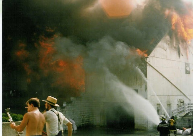 Barn Fire at the King Farm, Route 340 and Cambridge Rd. This was the 1989 Ford Pumper's first big fire... Summer 1989